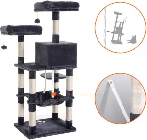 SONGMICS Mačacie škrabadlo Multiple I 143 cm tmavo šedé
