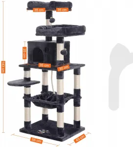 SONGMICS Mačacie škrabadlo Multiple I 143 cm tmavo šedé