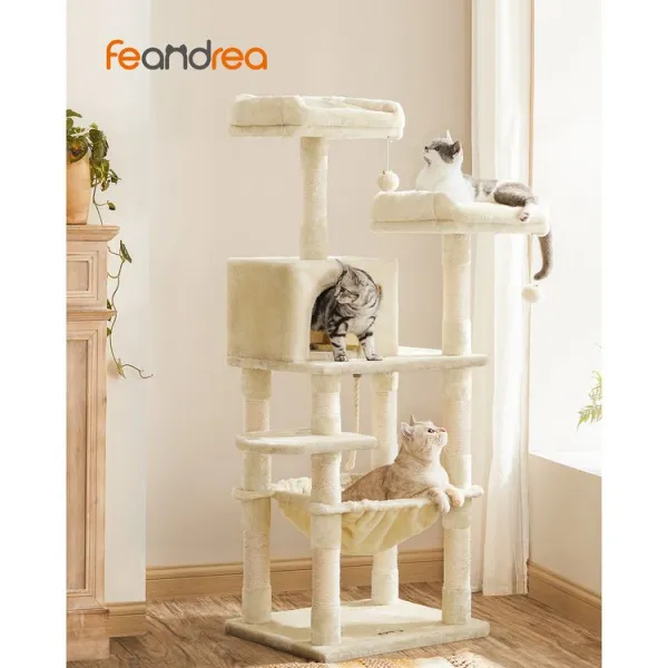 SONGMICS Mačacie škrabadlo Multiple I 143 cm béžové