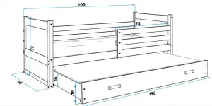BMS Detská posteľ s prístelkou RICO 2 | sivá 90 x 200 cm Farba: Biela