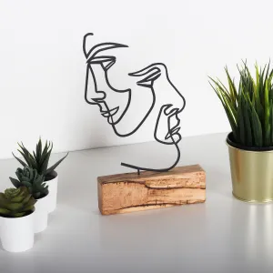 Hanah Home Kovová dekorácia Faces 38 cm čierna