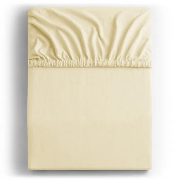 Bavlnené jersey prestieradlo s gumou DecoKing Amber krémové, veľkosť 80-90x200+30