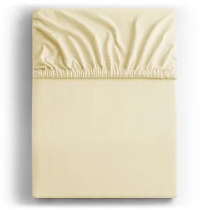 Bavlnené jersey prestieradlo s gumou DecoKing Amber krémové, veľkosť 80-90x200+30