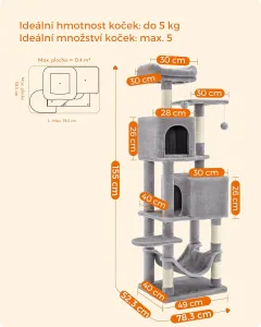 SONGMICS Mačacie škrabadlo Fantex sivé