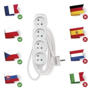 EMOS Prodlužovací kabel se 4 zásuvkami 1,5 mm² KIKOK 3 m bílý