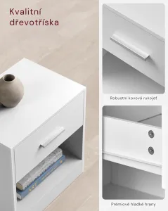 SONGMICS Nočný stolík Vasagle Lauren biely
