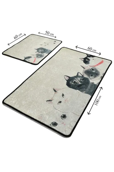 L'essentiel Súprava 2 kusov kúpeľňových predložiek Angry Cats béžová