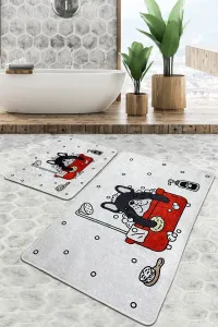 L'essentiel Súprava 2 kusov kúpeľňových predložiek Dogs Shower sivá
