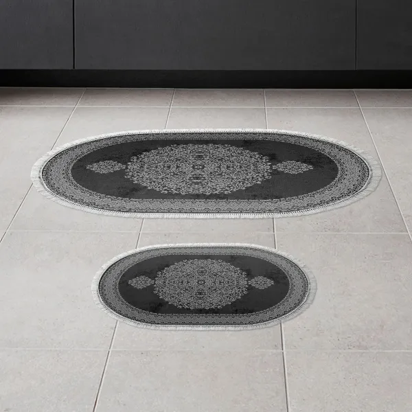 L'essentiel Súprava 2 kusov kúpeľňových predložiek Orient Ornamental Black čierna