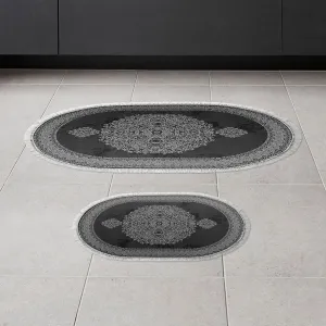L'essentiel Súprava 2 kusov kúpeľňových predložiek Orient Ornamental Black čierna