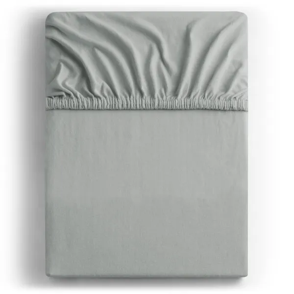 Bavlnené jersey prestieradlo s gumou DecoKing Amber oceľové, veľkosť 180-200x200+30