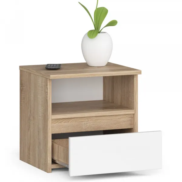 Ak furniture Noční stolek CL1 40 cm dub sonoma/bílý