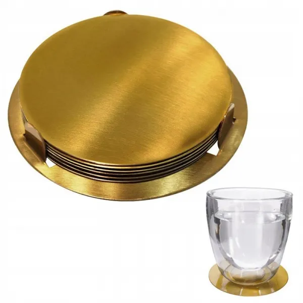 Excellent Houseware Súprava 6 podložiek pod pohár LIQUI zlatá