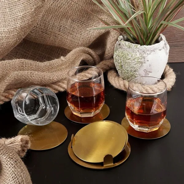 Excellent Houseware Súprava 6 podložiek pod pohár LIQUI zlatá