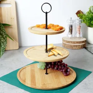 DekorStyle Bambusový servírovací stojan LUUDE 34 cm natural