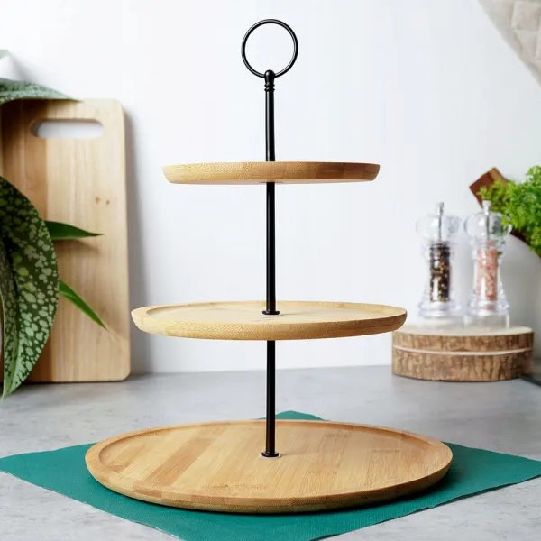 DekorStyle Bambusový servírovací stojan LUUDE 34 cm natural