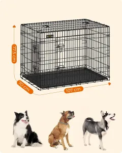 SONGMICS Prepravná klietka pre zvieratá Piper XL 107 cm čierna