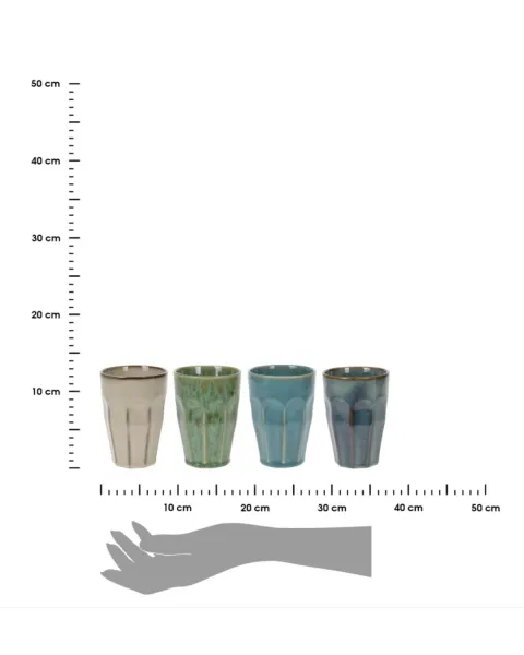 DekorStyle Sada 4 hrnků KUBKO 330 ml vícebarevná