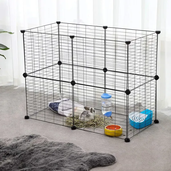 SONGMICS Ohrádka pre zvieratá Rodrigo 143 cm čierna