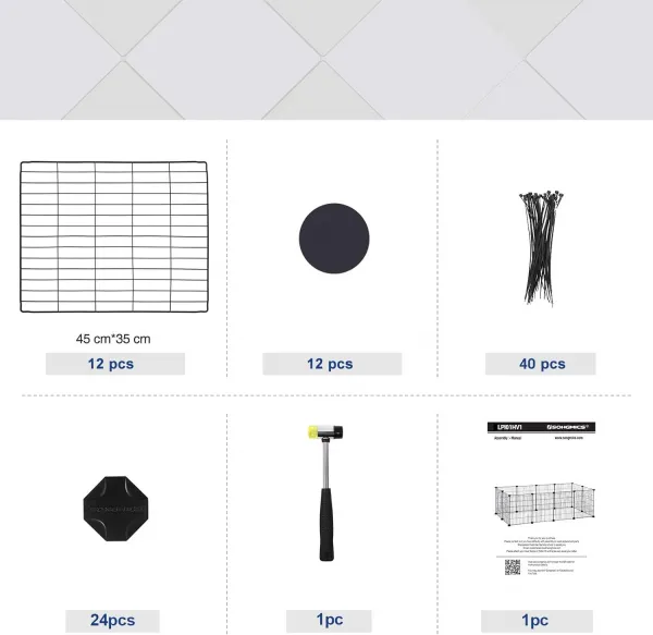 SONGMICS Ohrádka pre zvieratá Rodrigo 143 cm čierna