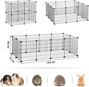 SONGMICS Ohrádka pre zvieratá Rodrigo 143 cm čierna