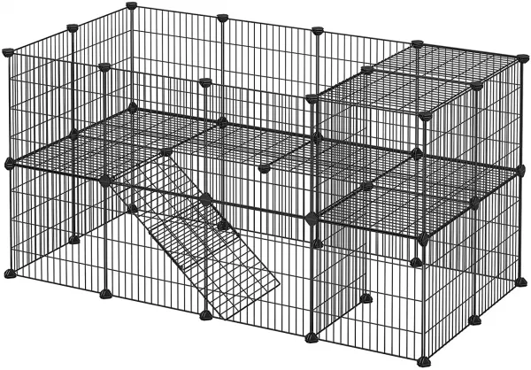 SONGMICS Ohrádka pre domáce zvieratá Guinea čierna