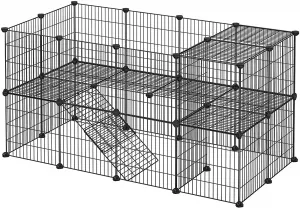 SONGMICS Ohrádka pre domáce zvieratá Guinea čierna