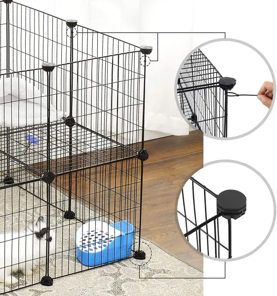 SONGMICS Ohrádka pre domáce zvieratá Guinea čierna