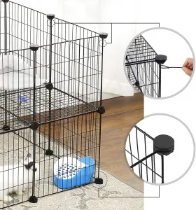 SONGMICS Ohrádka pre domáce zvieratá Guinea čierna
