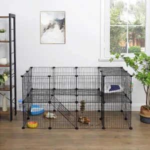 SONGMICS Ohrádka pre domáce zvieratá Guinea čierna