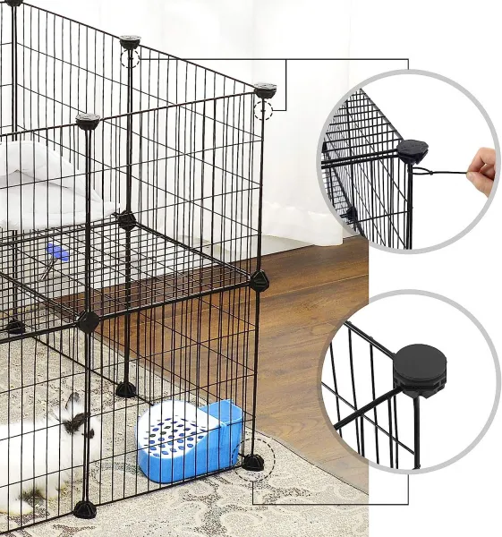 SONGMICS Ohrádka pre domáce zvieratá Guinea čierna