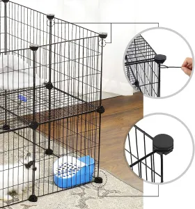 SONGMICS Ohrádka pre domáce zvieratá Guinea čierna
