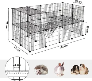 SONGMICS Ohrádka pre domáce zvieratá Guinea čierna