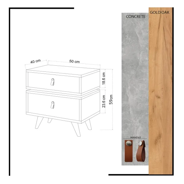 Hanah Home Nočný stolík Dopo I dub/sivý