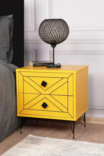 Hanah Home Nočný stolík Luna žltý