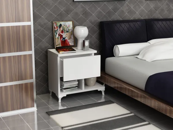 Hanah Home Nočný stolík Cast biely