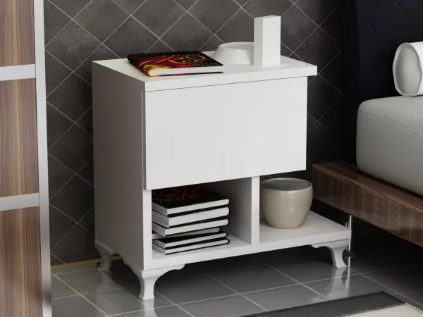 Hanah Home Nočný stolík Cast biely