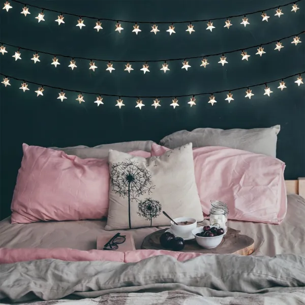 DecoKing Svetelná vianočná reťaz Hviezdičky teplá biela, 100 LED
