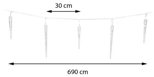 H&S Decoration Vianočná LED reťaz Icicle II 690 cm teplá biela