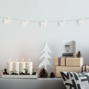 DecoKing Vianočná svetelná reťaz CRALA s drevenými sobmi biela