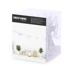 DecoKing Vianočná svetelná reťaz CRALA s drevenými sobmi biela