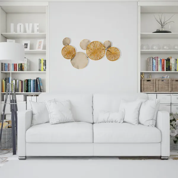 Wallity Nástenná kovová dekorácia ASTRID II 130 cm zlatá/šedá