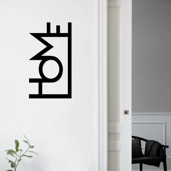 Dekoratívny kovový doplnok na stenu Home - Black