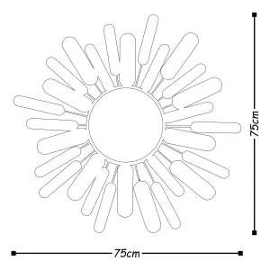 Dekoratívny kovový doplnok na stenu Metal Art Mirror Sun