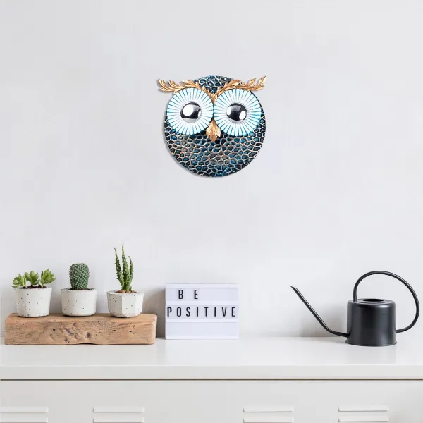 Dekoratívny kovový doplnok na stenu Owl 3 - Silver