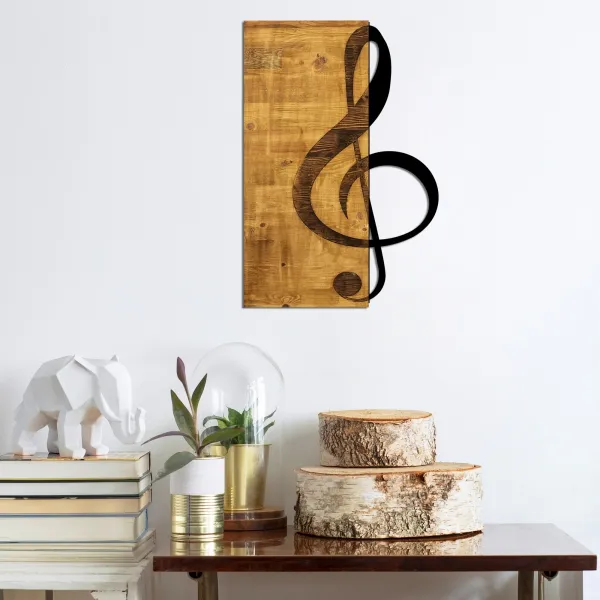Dekoratívny drevený doplnok na stenu Treble Clef