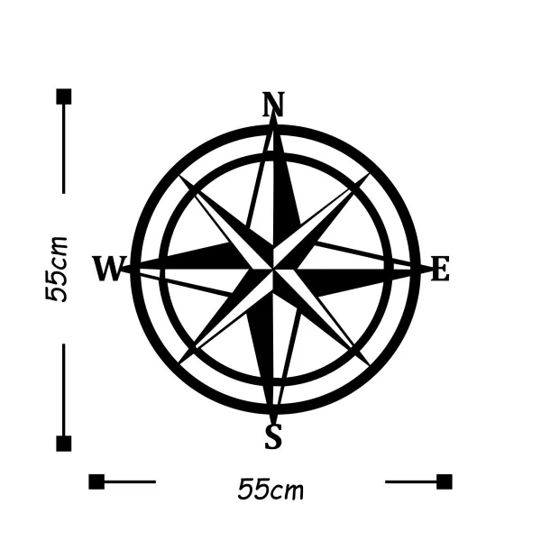 Wallity Nástenná kovová dekorácia COMPASS čierna