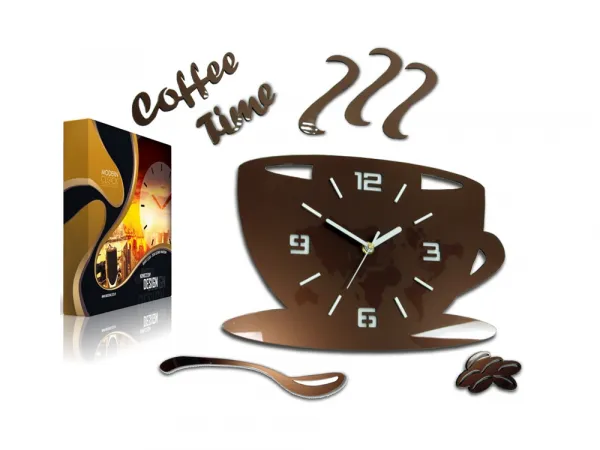 ModernClock Nástenné hodiny Coffe medené
