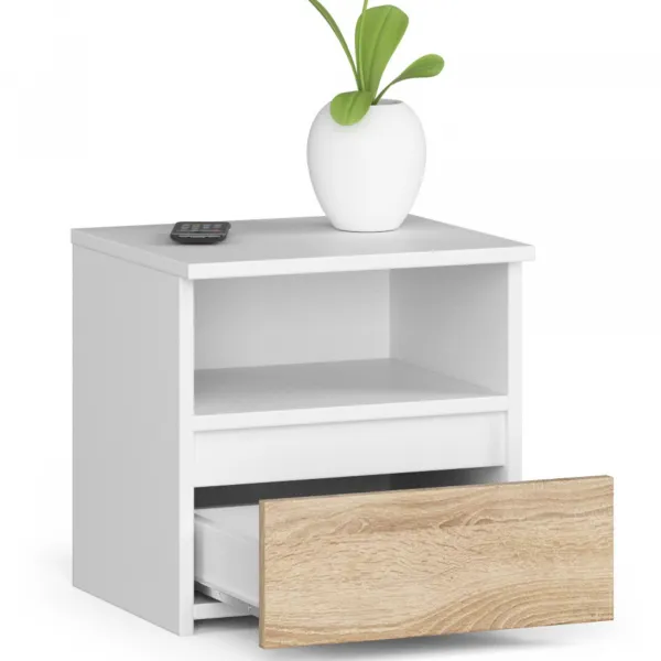 Ak furniture Noční stolek CL1 40 cm bílý/dub sonoma
