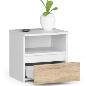 Ak furniture Noční stolek CL1 40 cm bílý/dub sonoma